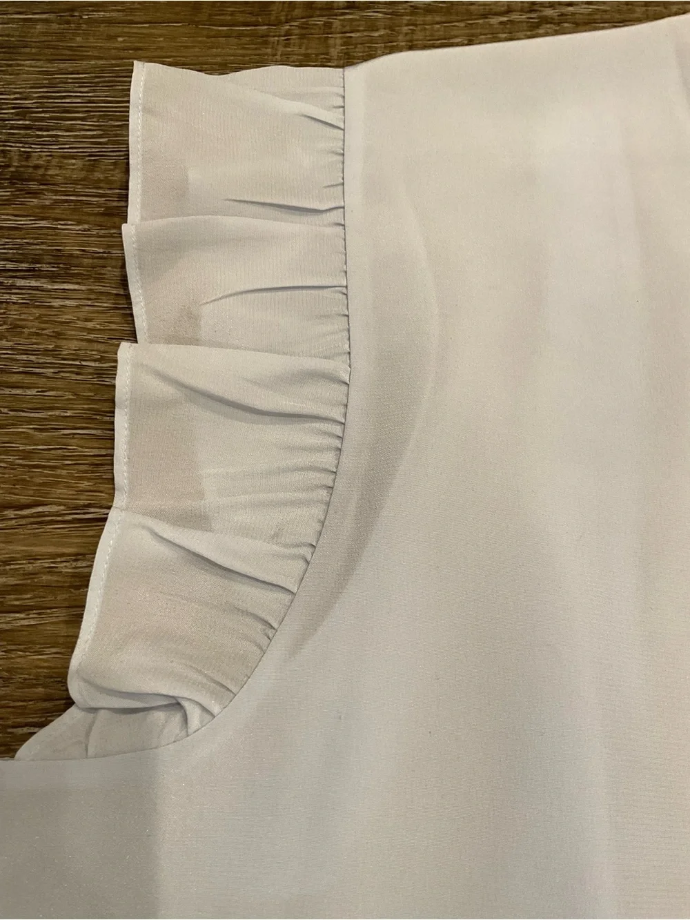 Tory Burch Pale Blue Ruffle Collar Silk Blouse with Gold Logo Button